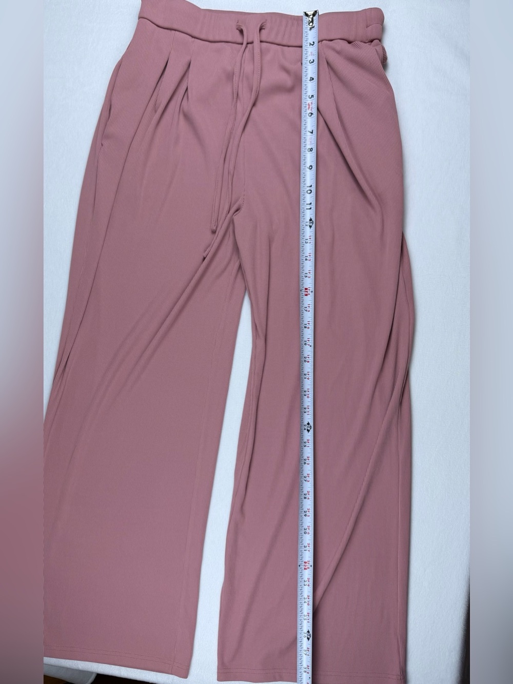 PRETTY GARDEN Women's Dusty Pink Ribbed Short Sleeve Top & Wide Leg Pants Set L - Picture 11 of 12